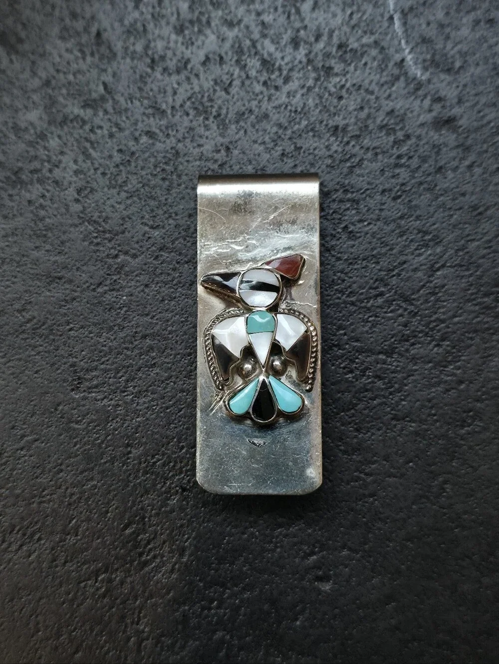 Vintage Southwestern Thunderbird Inlay Money Clip